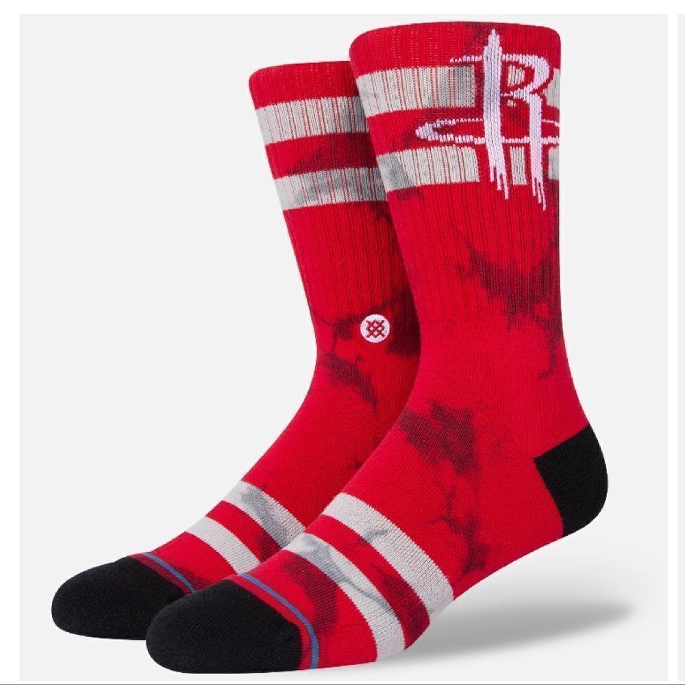 STANCE Houston Rockets Red Tie Dyed Crew Socks Mens LG NWOT